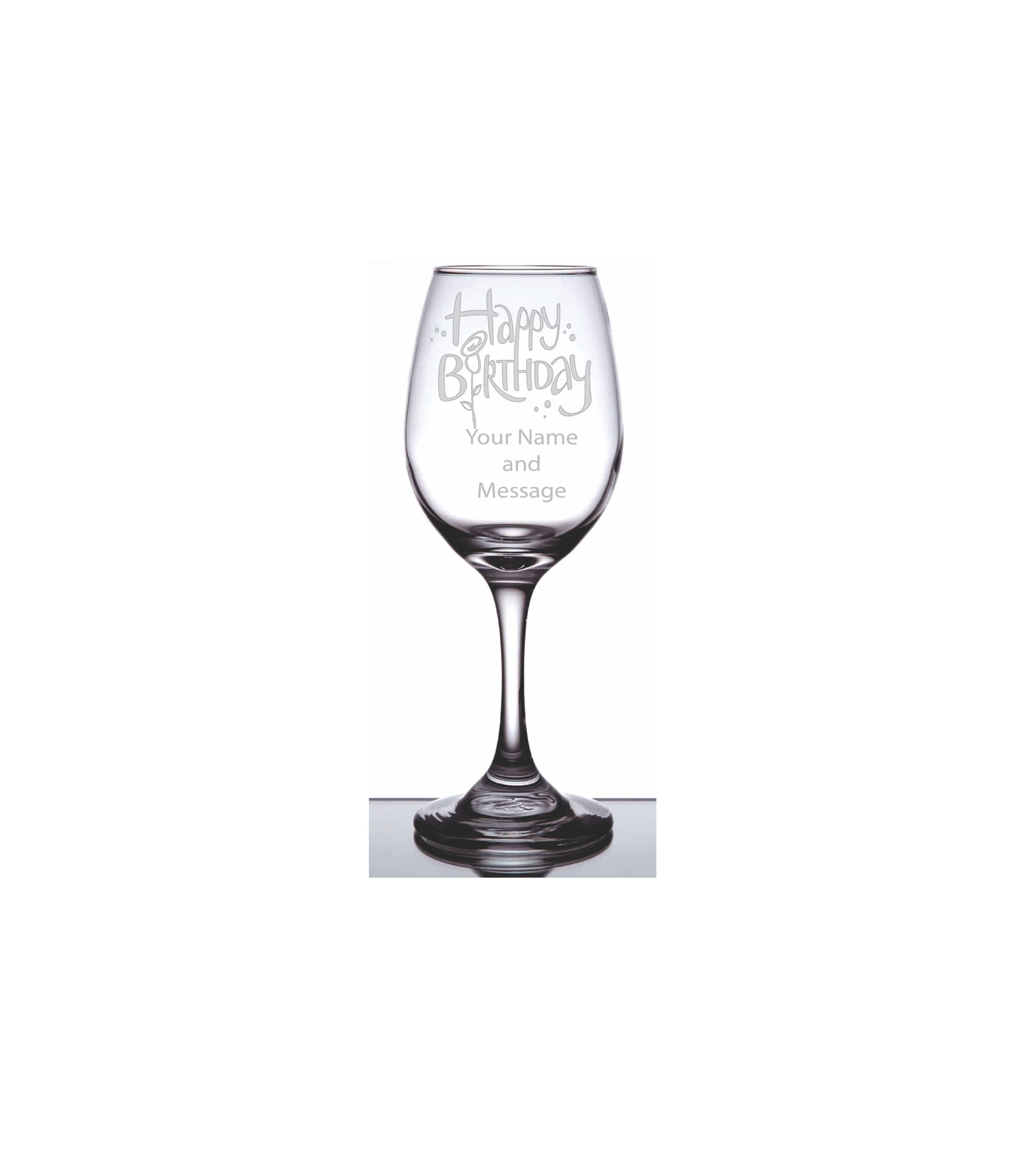 Engraved Personalized Happy Birthday Wine Glass Your Name Etsy