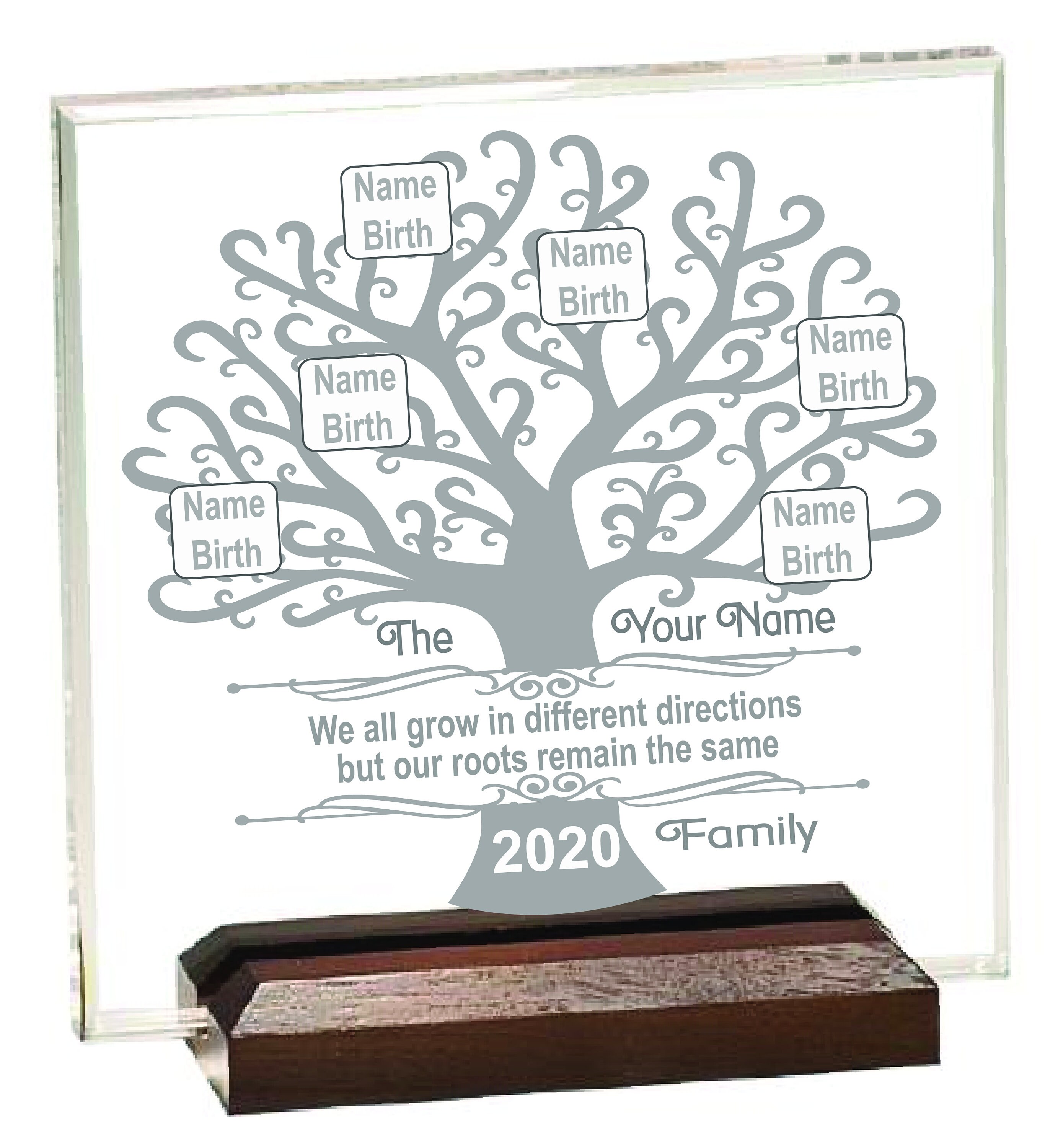Engraved Acrylic Family Tree Plaque With Stand - Etsy