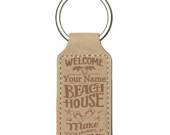 Engraved Personalized Beach House Key Chain