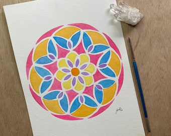 ORIGINAL Watercolour Mandala (Pastel Candy)