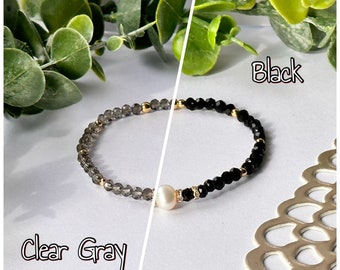 Crystal Freshwater Pearl Accent Stretch Bracelet