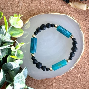 Lava Rock & Acrylic Bead Bracelet