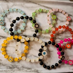 Beaded Evil Eye Bracelet - Gold Filled Accent