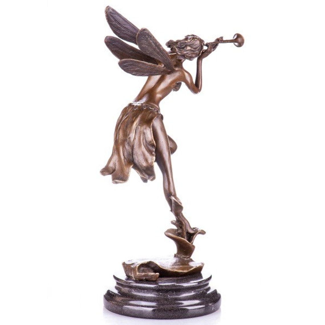 Bronze figure sculpture de la statue de la fée avec trompette Etsy