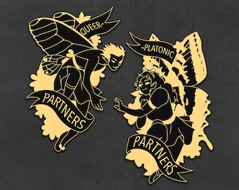Queerplatonic Fairies Enamel Pins - Pride, Aspec, Asexual, Aromantic, Queer, Platonic, Partner, Spouse, LGBT, Ally