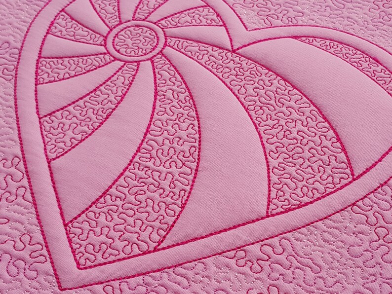 Stipple Heart Quilt Block machine embroidery design Trapunto Etsy