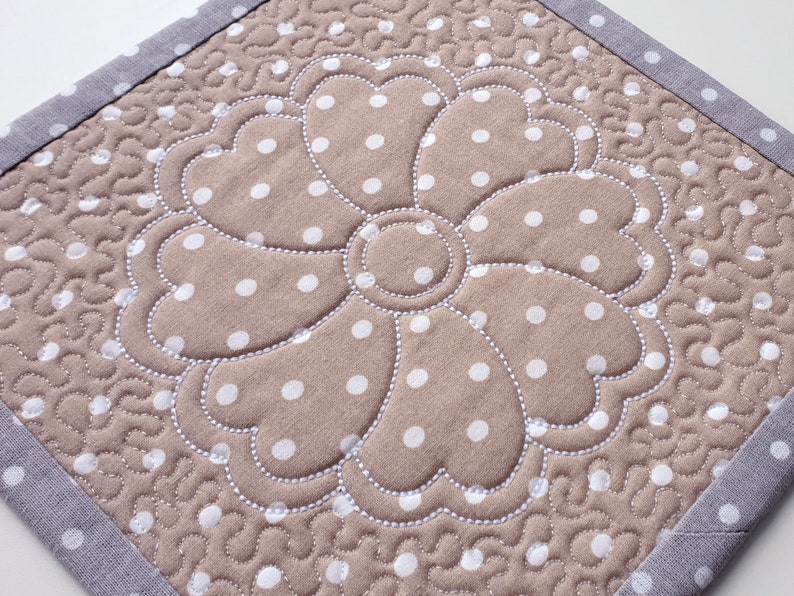 Trapunto Flower Quilt block Stipple Machine embroidery design Etsy