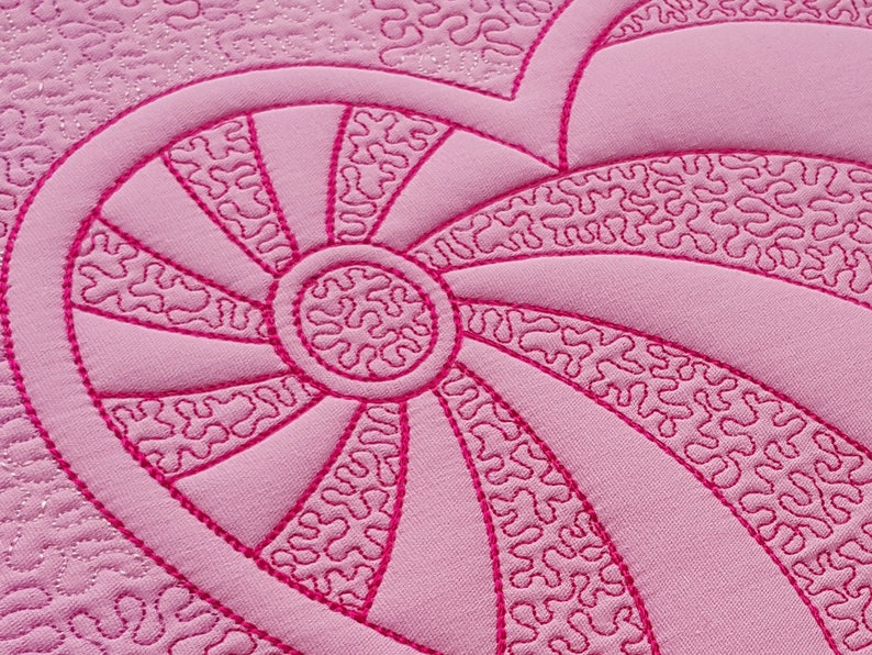 Stipple Heart Quilt Block machine embroidery design Trapunto Etsy