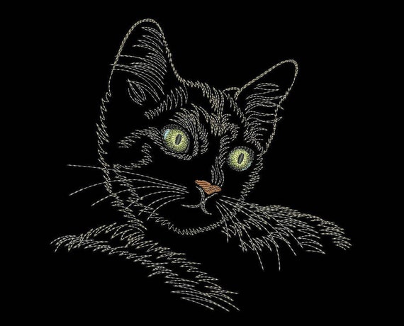 Cat embroidery design machine embroidery design 4 sizes  etsy Cat embroidery design machine embroidery design 4 sizes  etsy