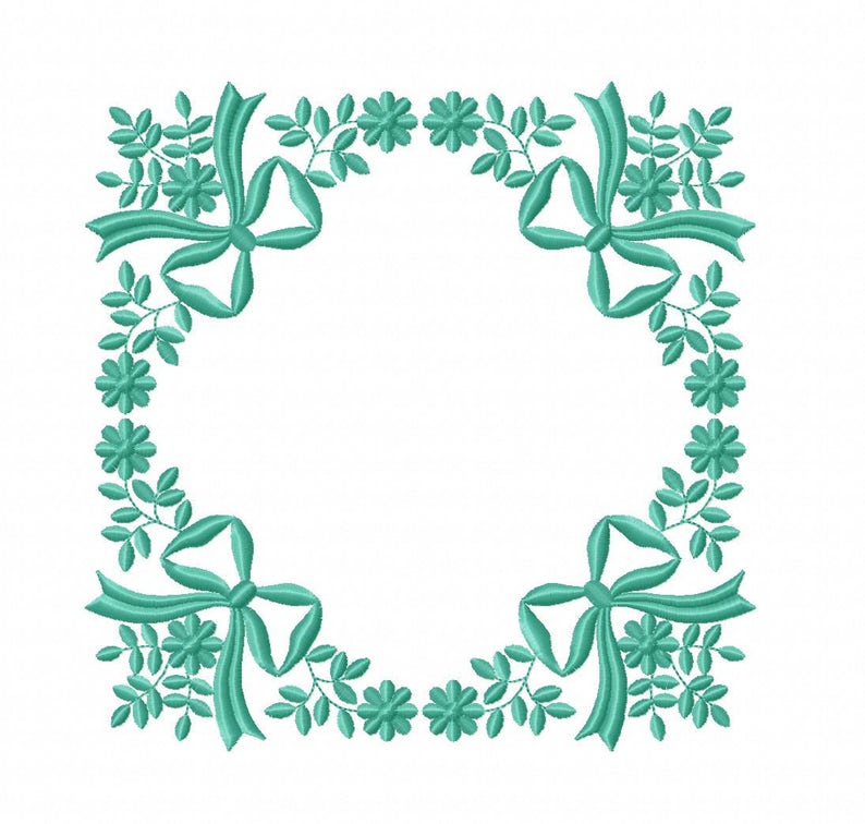 Frame Monogram Machine Embroidery design Bow and Flowers Etsy