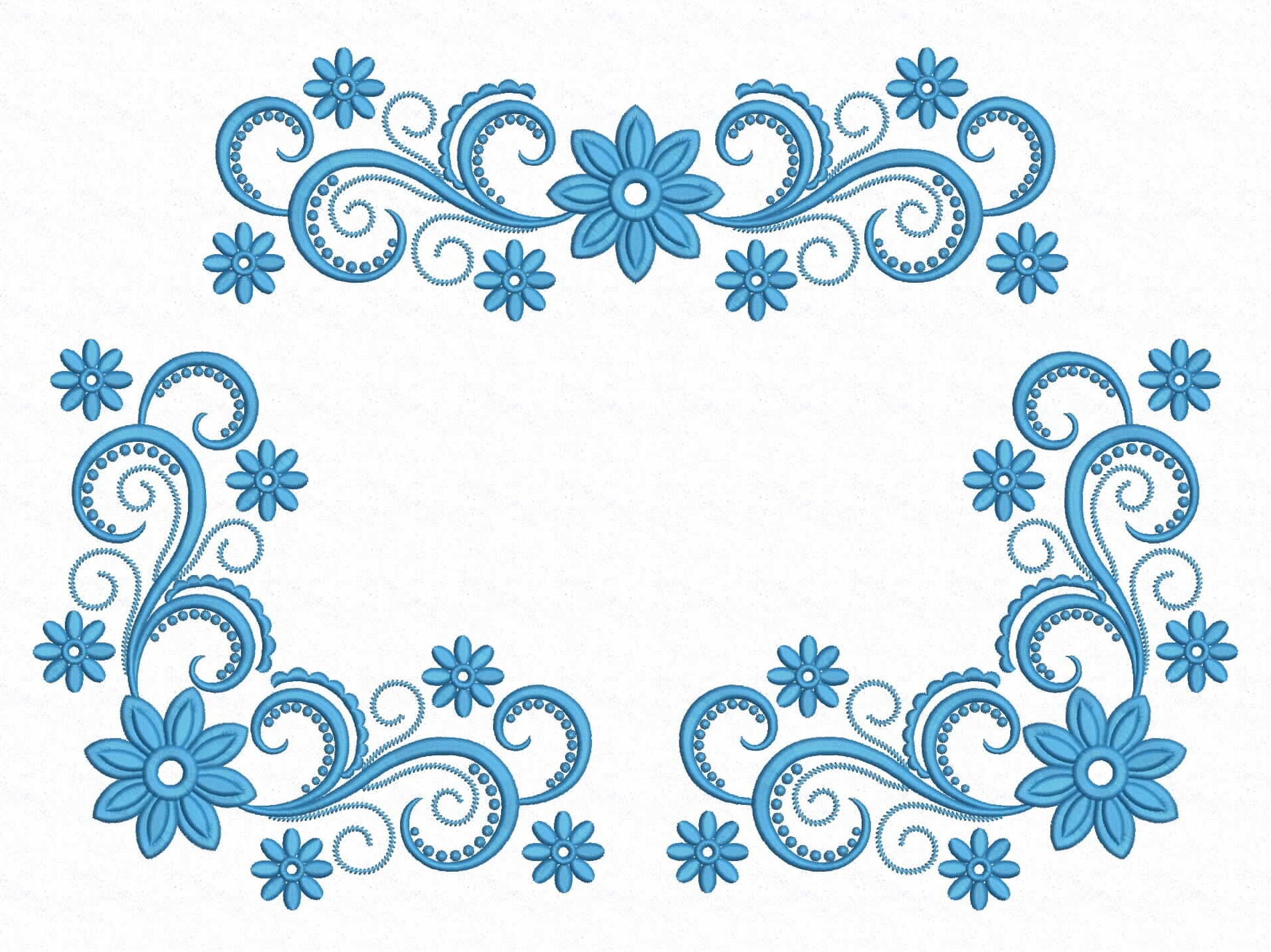 Floral border and corner machine embroidery design flowers  etsy Floral border and corner machine embroidery design flowers  etsy