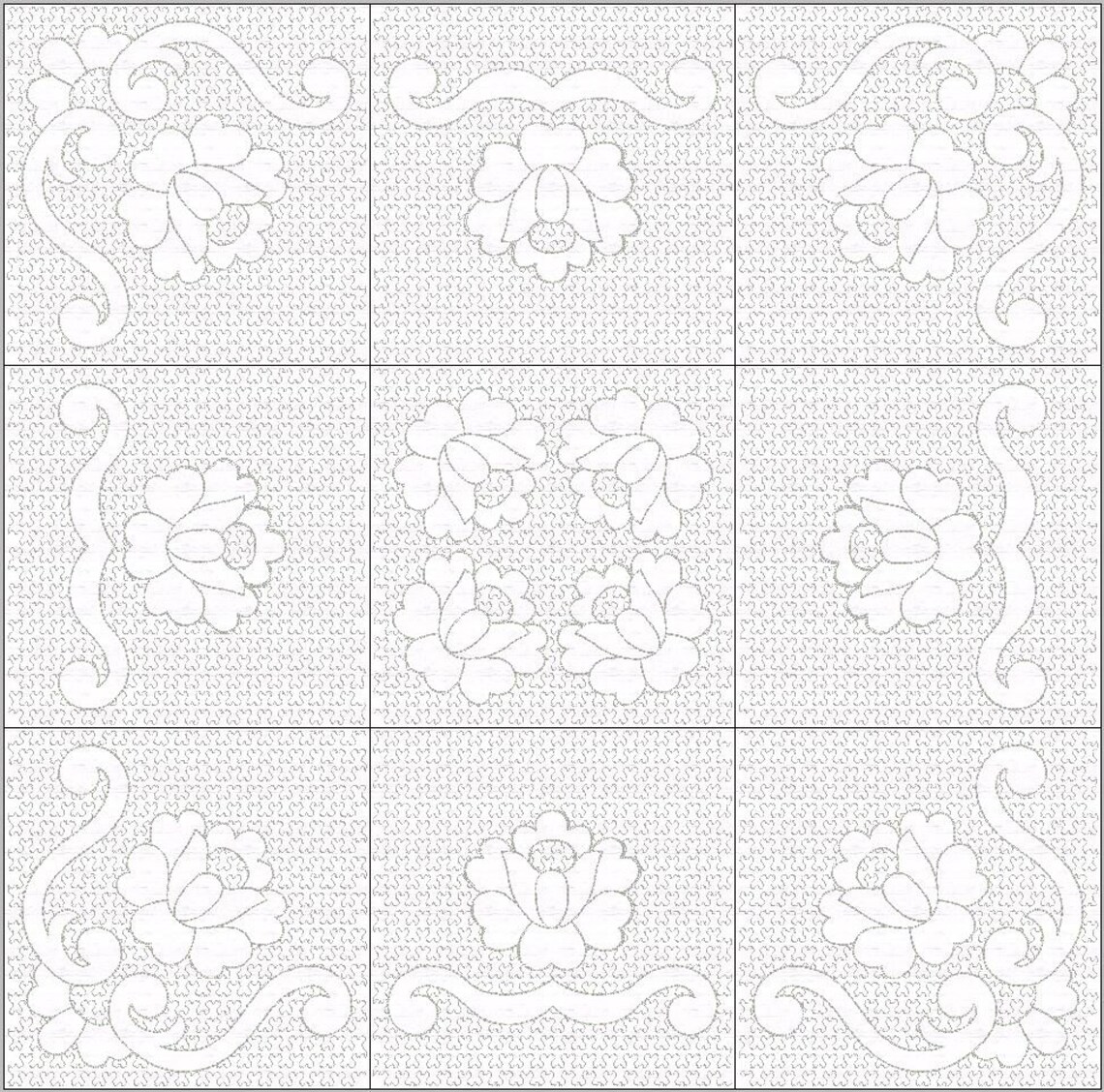 Quilt Embroidery set Quilting embroidery designs Flower Etsy