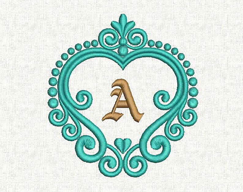 Heart Monogram Frame Embroidery design Font Frame Machine Etsy