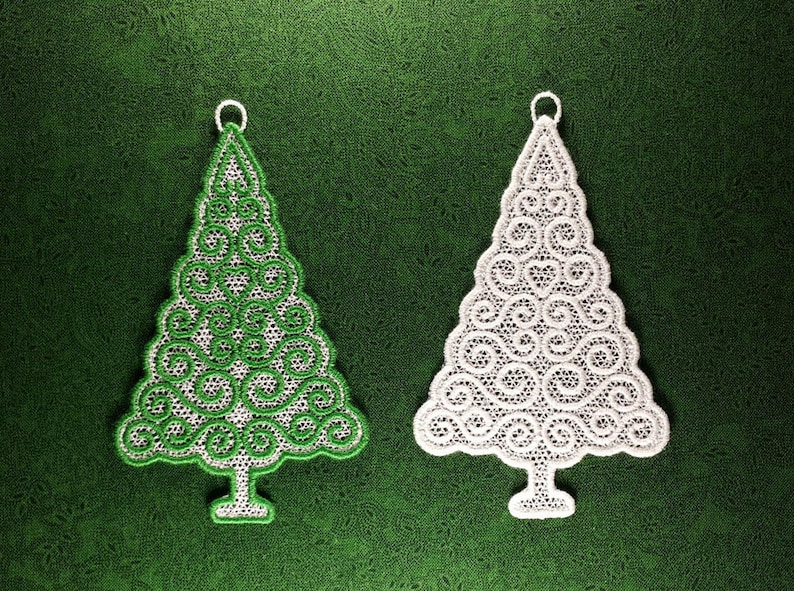 FSL Christmas Tree lace FSL Machine embroidery Designs FSL Etsy