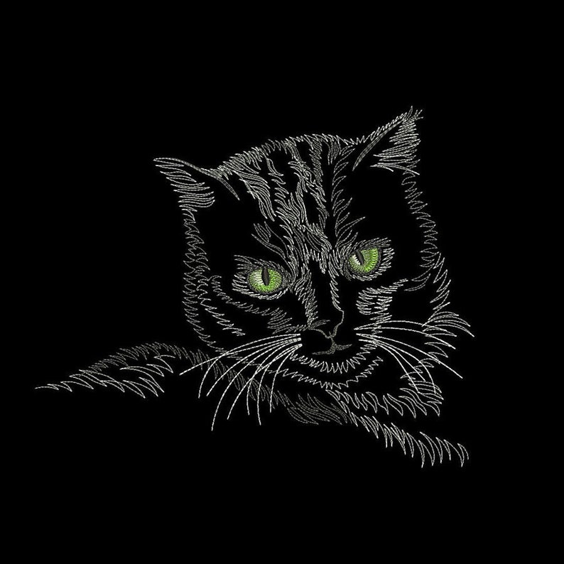Cat embroidery design Machine embroidery design Outline cat Etsy
