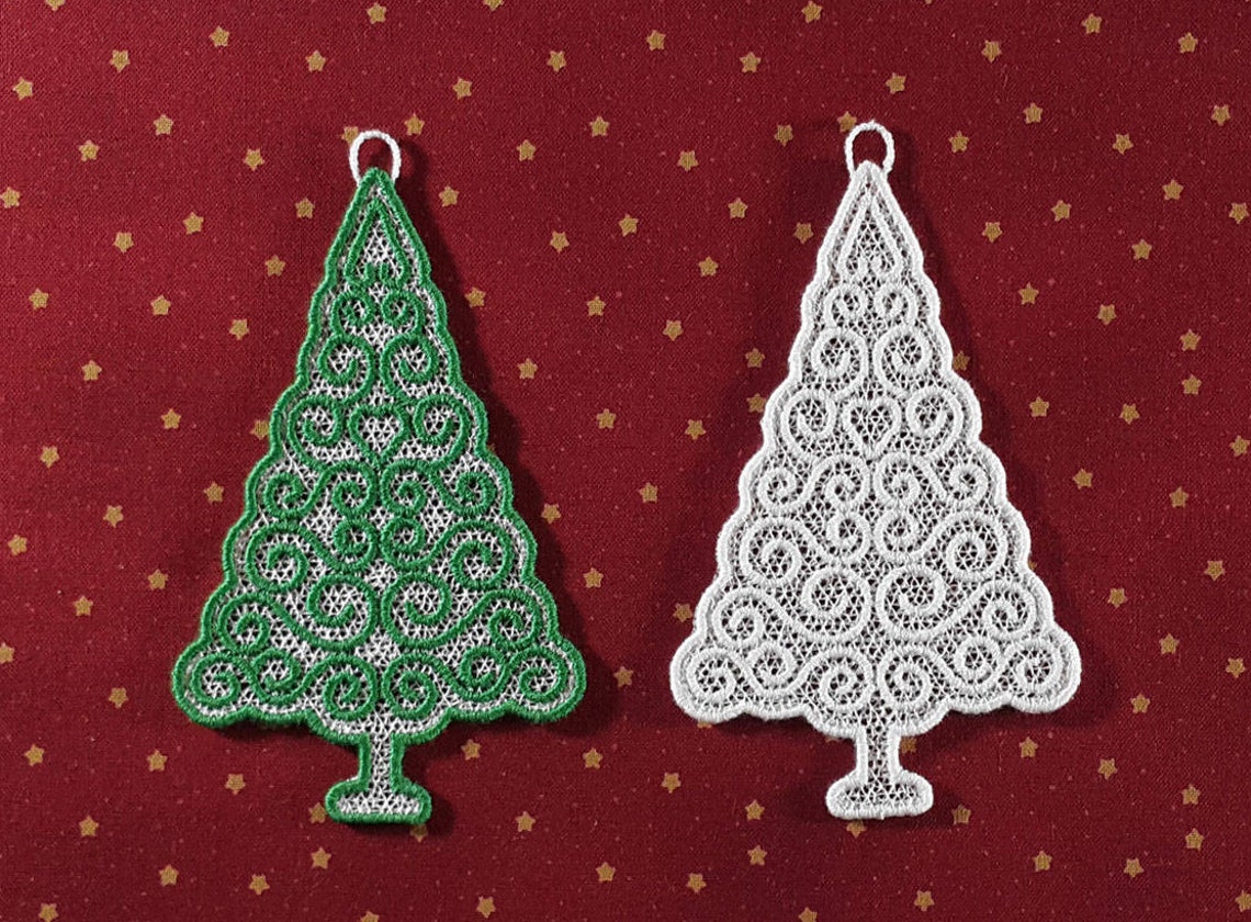 Fsl christmas tree lace fsl machine embroidery designs fsl  etsy