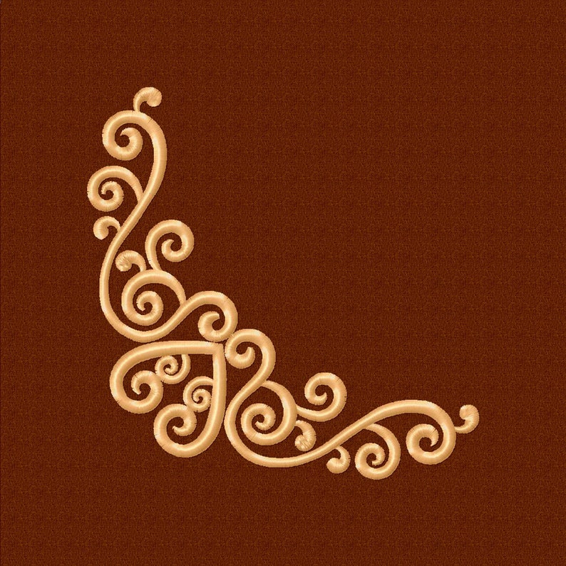 Machine embroidery design heart corner swirl ornament  etsy
