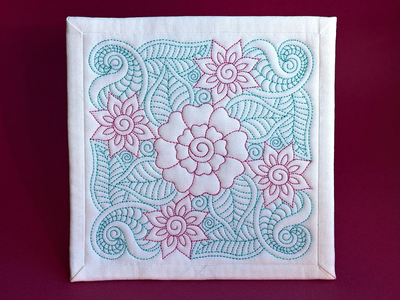 Quilting block trapunto machine embroidery design flowers and  etsy Quilting block trapunto machine embroidery design flowers and  etsy