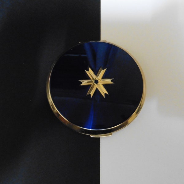 Stratton - Vintage Compact "Midnight Blue" with etched star embellishment.