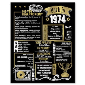 Back in 1974 Gold Poster / Printable / 49th Birthday Party - Etsy