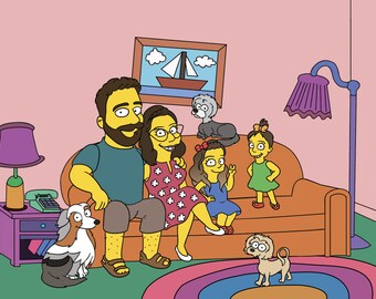 Custom Simpsons Inspired Cartoon Portraits Par Simpsart Sur Etsy