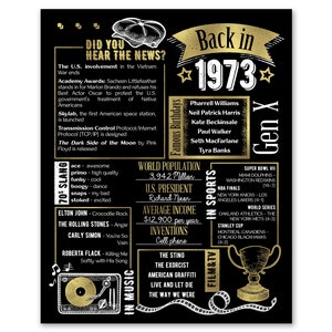 Back in 1973 Gold Poster / Printable / 50th Birthday Party - Etsy