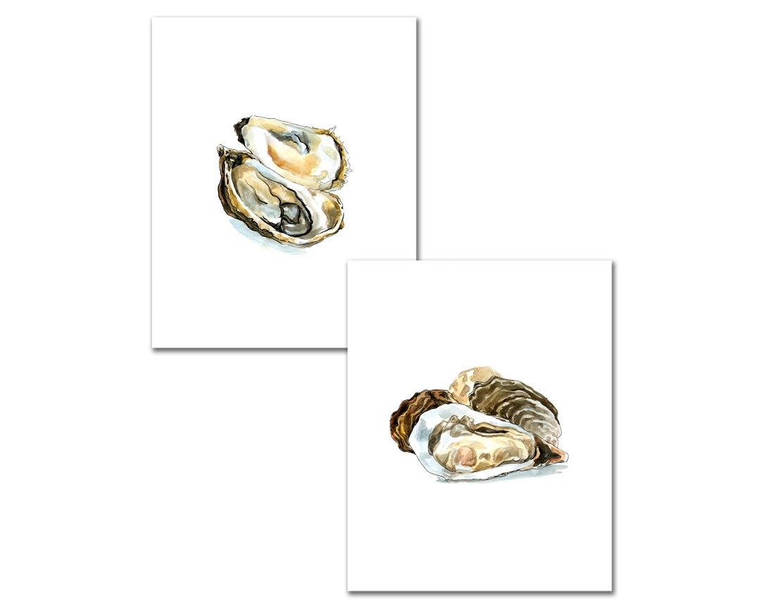 Oyster Wall Art Decor Prints Set of 2 Pictures / Seafood Etsy Australia