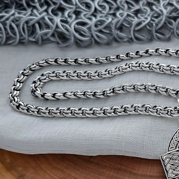 Handmade Bismark chain. Sterling silver Bismark necklace.