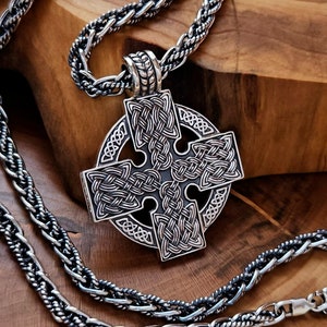 Celtic cross pendant. Sterling silver Celtic cross necklace. Two-sided Celtic cross Celtic jewelry.