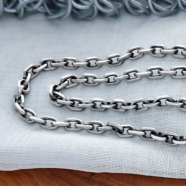 Anchor chain. Sterling silver anchor necklace. Handmade anchor silver chain.