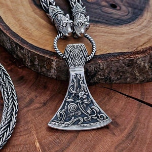 Sterling Silver Viking Axe Pendant. Mammen Style Norse Jewelry.