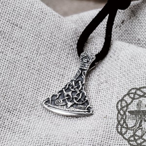 Sterling Silver Small Viking Axe Pendant: Handmade Mammen Style Necklace