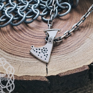 Sterling Silver Viking Axe Pendant: Scandinavian Necklace