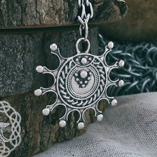 Sun Lunula, Viking Lunula Pendant, Sterling Silver Lunula Necklace, Viking Pendant, Viking Jewelry For Women, Viking Women