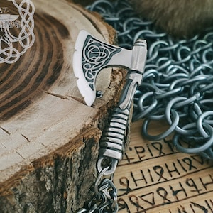 Sterling Silver Viking Axe Pendant. Handmade Battle Axe Necklace. Norse Jewelry Ax.
