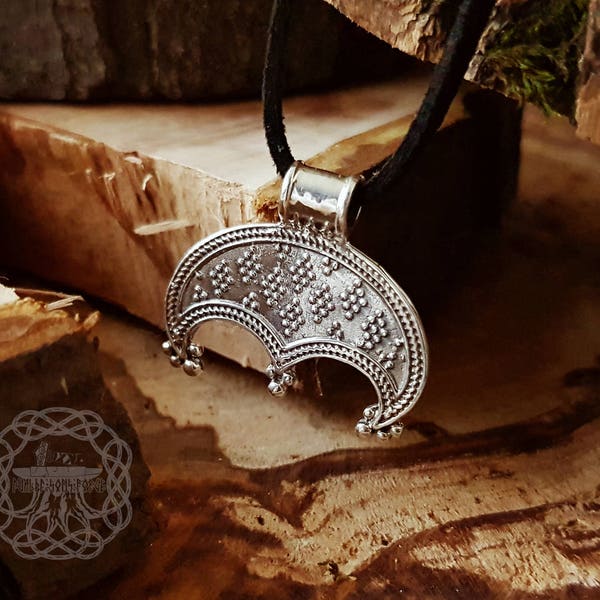 Viking Lunula Pendant, Sterling Silver Lunula Necklace, Viking Jewelry For Women, Norse necklace, Viking Pendant, Viking Women