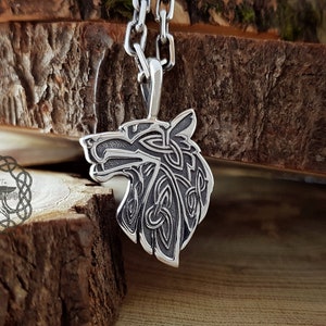 Sterling Silver Celtic Wolf Pendant: Intricate Animal Necklace