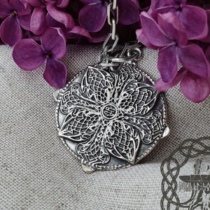 Sterling Silver Celtic Flower Pendant Necklace