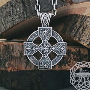 Sterling Silver Celtic Cross Pendant: Ornate Knotwork Necklace