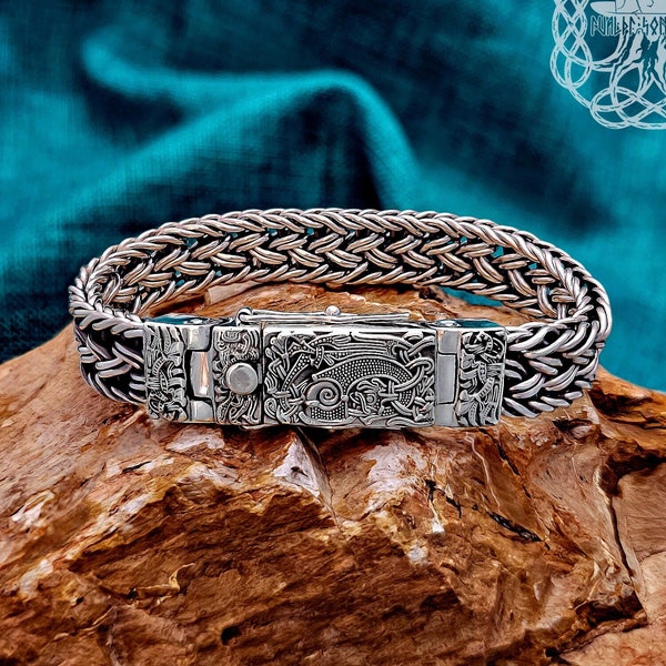 Sterling silver mammen style viking bracelet. Viking arm ring viking jewelry. Design based on Cammin Casket.