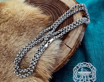 Sterling silver viking chain replica. Handmade viking necklace. Norse chain viking jewelry.