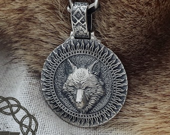 Wolf Pendant, Wolf Necklace, Sterling Silver Viking Wolf, Norse Pendant, Viking Jewelry, Viking Necklace