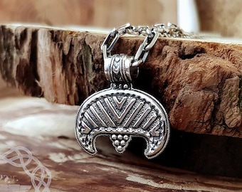 Viking Lunula Pendant, Sterling Silver Lunula Necklace, Viking Pendant, Viking Jewelry For Women, Viking Women