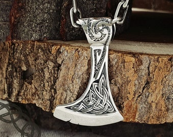 Viking Axe Pendant, Viking Axe Necklace,  Sterling Silver Viking Necklace, Norse Pendant, Viking Jewelry