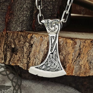 Sterling Silver Viking Axe Pendant: Norse Jewelry