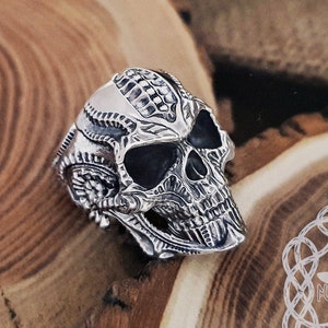 Skull Ring, Great Details Sterling Silver Ring, Mens skull ring, Biker Ring, Skull Jewelry