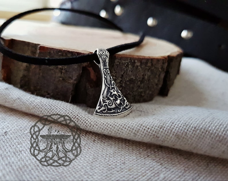 Small Viking Axe Pendant Sterling Silver Viking Necklace Norse Pendant Viking Jewelry Mammen Stylization