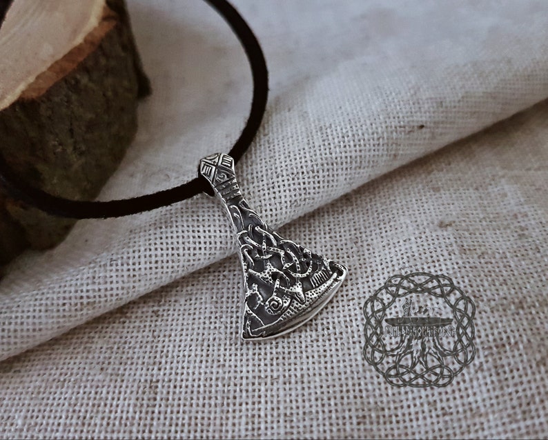 Small Viking Axe Pendant Sterling Silver Viking Necklace Norse Pendant Viking Jewelry Mammen Stylization