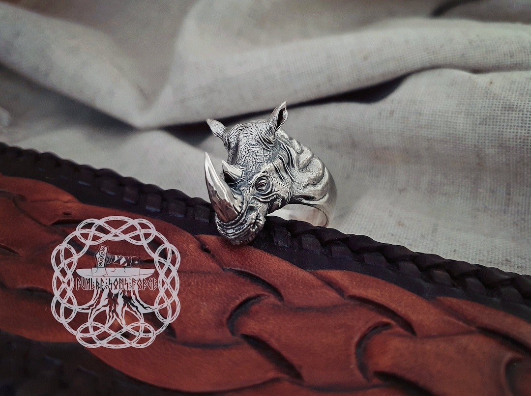 Nashorn Ring, Sterling Silber Nashorn Ring, Nashorn Kopf Ring, Tier