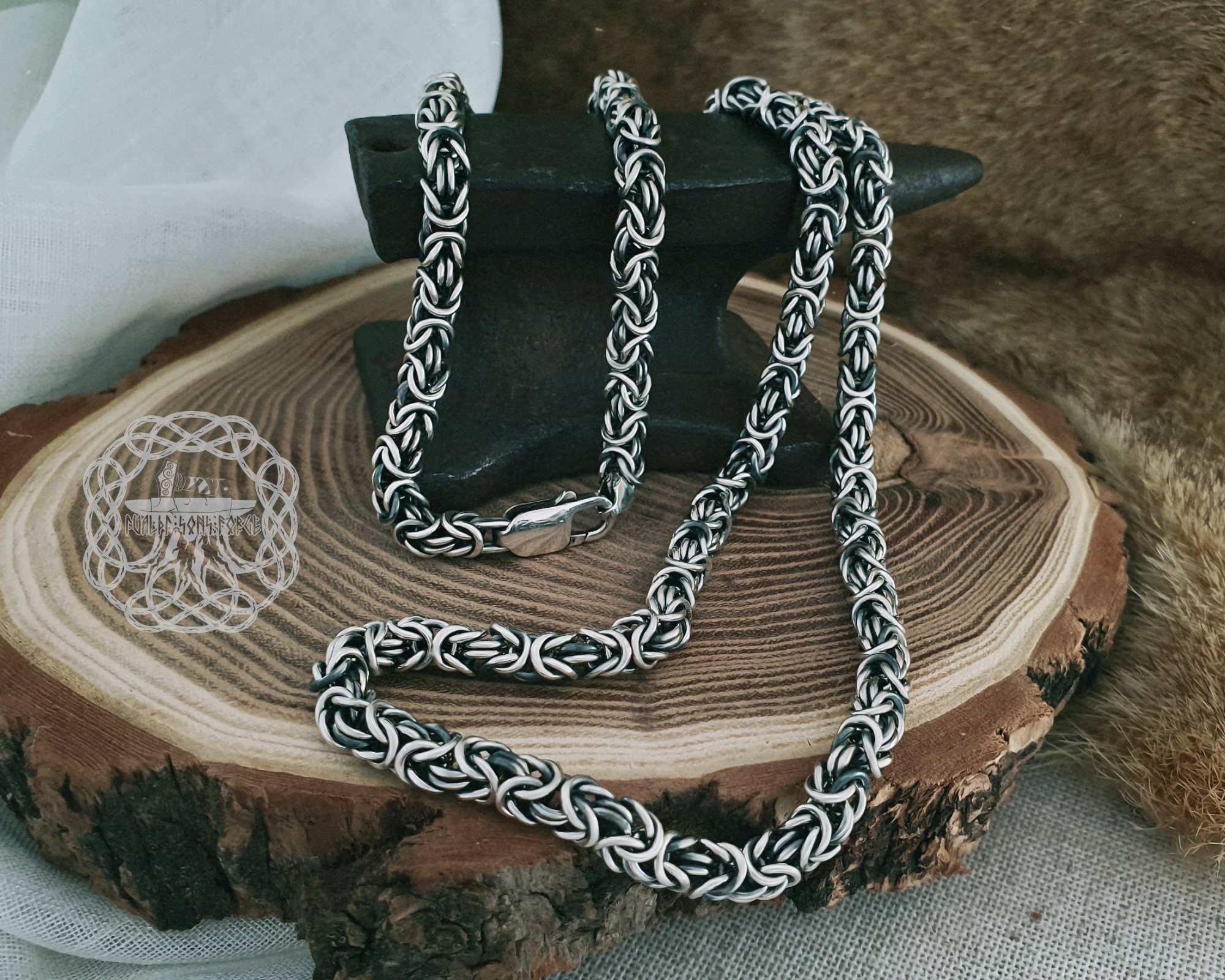 Viking Chain Sterling Silver Byzantine Chain Men Chain Etsy